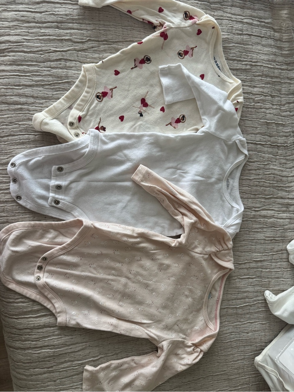 cloud island Baby Girls Long-Sleeve Onesies - Cream, White & Light Pink